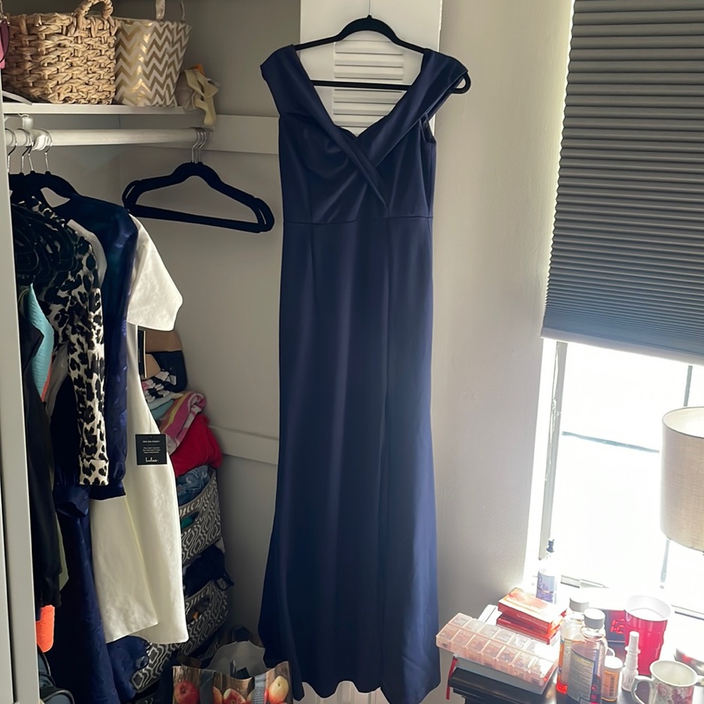 Navy blue floor length formal lulus dress